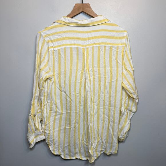 Velvet Heart Women's Button Front Long Sleeve Striped Blouse Yellow Size Medium - Picture 6 of 6